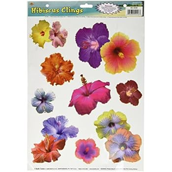 Hibiscus Clings Party Accessory (1 count) (9/Sh)