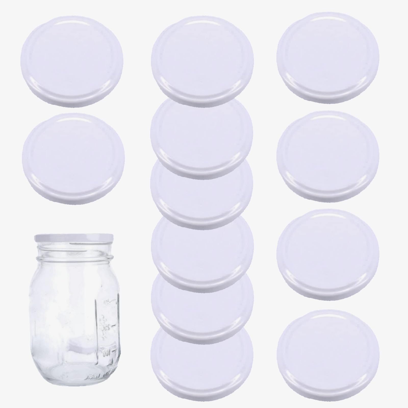 12 Pcs Universal Canning Lids - Polished Metal Twist-off Lids for Preserving, Sauce & Storage Jars - White, 82mm