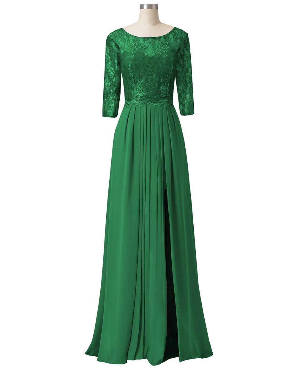 Fitty Lell Women's Elegant Lace Long Mother of The Bride Dress Side Slit Halft Sleeves Evening