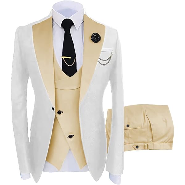 Men's Slim Fit 2-Piece Suit - One Button Notch Lapel Tuxedo For Wedding, Prom, Formal Events