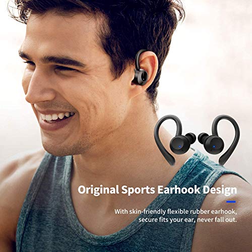 Axloie Wireless Earbuds Sport, [Upgraded] Bluetooth 5.0 Headphones True Wireless Premium Deep Bass IPX7 Waterproof 25H Playtime in-Ear TWS Stereo Earphones with Charging Case for Running Gym Workout