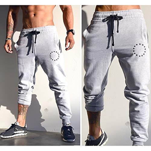 Classic Men Trousers Sweatpants Slacks Casual Jogger Sportwear Baggy Comfy Pants Gray