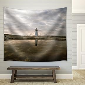 Lighthouse Reflection in The Sea - Fabric Wall Tapestry Home Decor - 51x60 inches