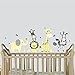Mini Yellow Gray, Jungle Animal Wall Decals, Jungle Stickers for Baby Rooms