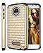 Moto Z Play Case, Moto Z Play Droid Case, Style4U Shockproof Studded Rhinestone Crystal Bling Hybrid Armor Case Cover for Motorola Moto Z Play, Moto Z Play Droid with 1 Stylus (Gold Black)