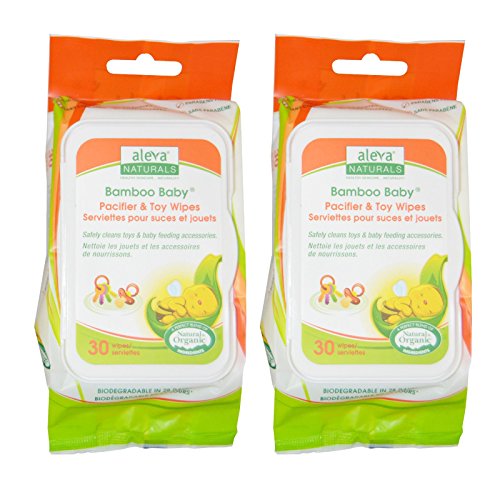 Aleva Naturals Bamboo Baby Pacifier and Toy Wipes with Natural and Organic Ingredients, 30 Wipes (5.9x7.9 in.,15 x 20cm) (Pack of 2) - Thumbnail 3
