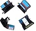 Ladies Luxury Soft Black (Multi Colored Inside) Real Nappa Leather RFID blocking Small Hand Stitched Multi Fall Purse Multi Credit Card Wallet with Zip Up Coin Compartment