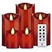 Flameless Candles, Battery Operated Flickering Candles Set of 5 Red Candles with Remote Timer by comenzar( Red)