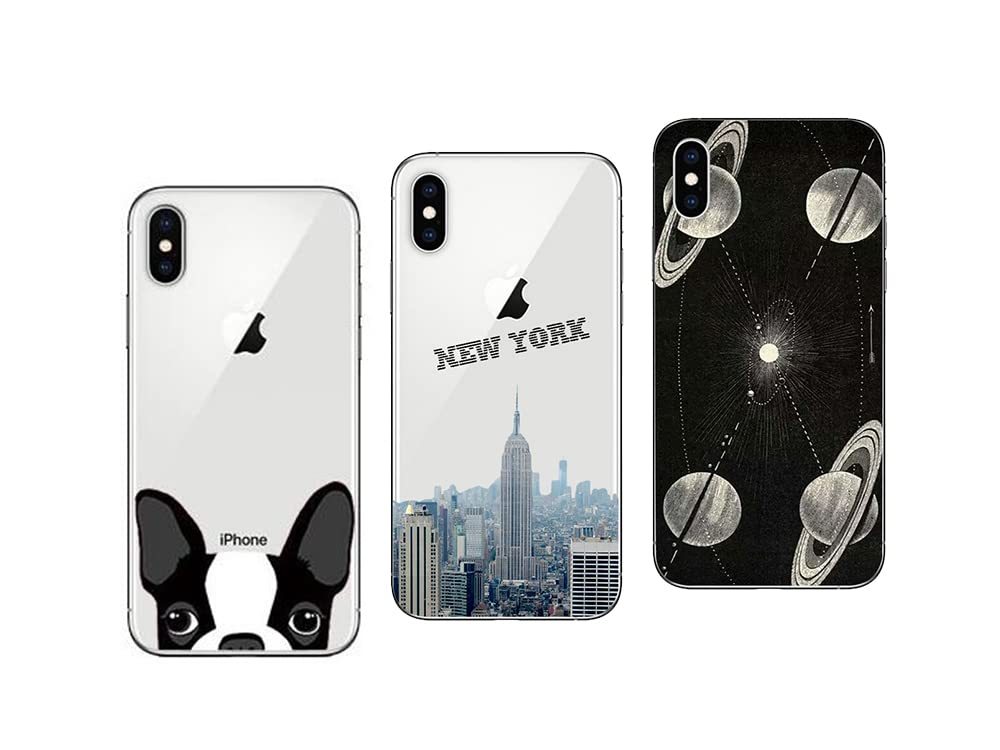 NOVAGO Compatible Apple iPhone XS, iPhone X, iPhone 10 Pack of 3 Protective Cases with Fantasy Pattern (Pack #1)