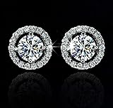 18k White Gold Gp Austria Swarovski Crystal Lady Wedding Engagement Earrings Studs E373