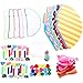 NUOLUX Birthday Party Decorations Kit - Paper Cone Hats with Pom Poms Party Blowouts Balloons Hanging Paper Honeycomb Flower Balls Heart Shaped Cake Toppers