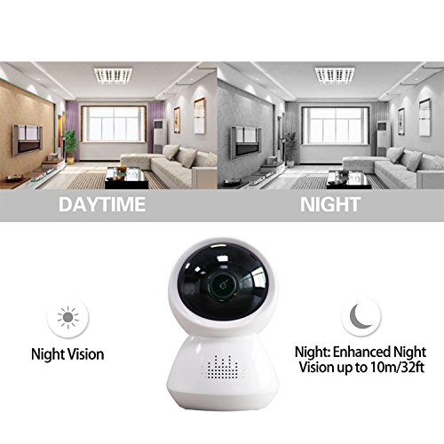 WiFi IP Camera - 180 Degree 1080P Full View Wireless Home Security Surveillance System Night Vision Remote Baby Monitor Pet Dome Cameras Infrared IR-Cut Motion Detection for iOS Android - Thumbnail 2