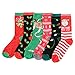 Womens Fun and Colorful Crew Sock 6 Packs (Christmas 2), One Size