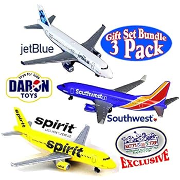 Daron Southwest, JetBlue & Spirit Airlines Die-cast Planes Matty's Toy Stop Set Bundle - 3 Pack