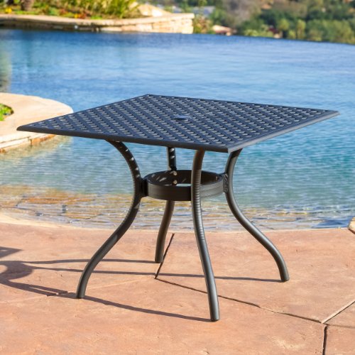 Best Selling Home Decor 5-Piece Gaffey Cast Aluminum Outdoor Dining Set, Black Sand - Thumbnail 2