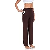 TownCat Women’s Yoga Pants with Pockets, High Waist Workout Straight Leg Pants, Womens Soft Gym Stretch Bootcut Pants