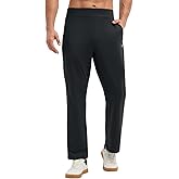 baleaf Men's Fleece Lined Pants Waterproof Sweatpants with 3 Pockets Open Bottom Winter Thermal Athletic Pants