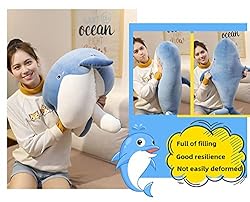 CHDGIOHA Large Blue Whale Plush Toy, Super Soft