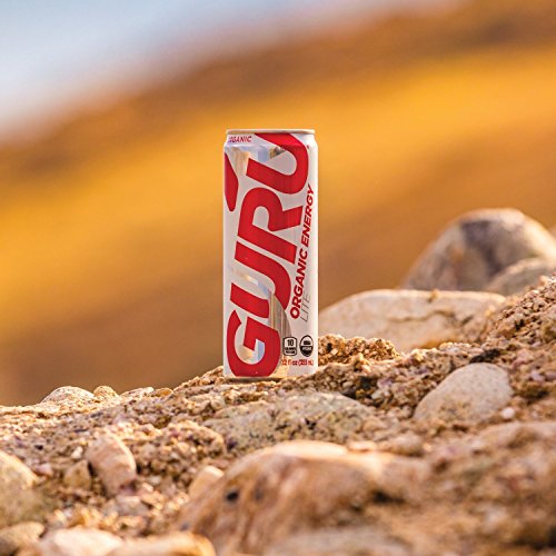 GURU Lite Organic Energy Drink, Low Calorie, Vegan, Natural, 8.4oz can (8 count)