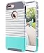ULAK iPhone 7 Plus Case, Slim Dual Layer Protection Scratch Resistant Hard Back Cover Shock Absorbent TPU Bumper Case for Apple iPhone 7 Plus 5.5 inch,Minimal Mint Stripes+Grey