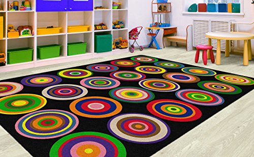 image for Flagship Carpets FE160-44A Color Rings Black (Seats 24) Children's Cla