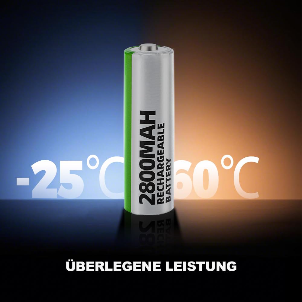 Granicell Akku AA Wiederaufladbare Batterien 2800 mAh Akkubatterien Hohe Kapazität 1500 Zyklen, 1.2V NiMH Aufladbare Batterien AA, 12er Pack 8