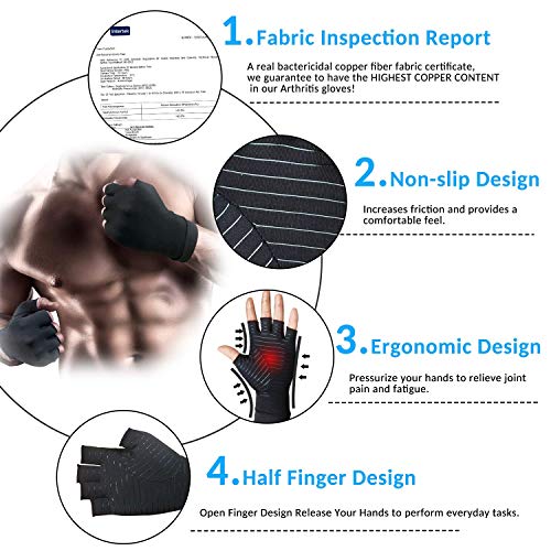 Compression Gloves for Arthritis Medical Copper Arthritis Gloves. Copper Infused Fit Gloves for Women/Men. Relieving Pain in The Treatment of Rheumatoid Arthritis, RSI Osteoarthritis, Tendinitis (S) - Thumbnail 4
