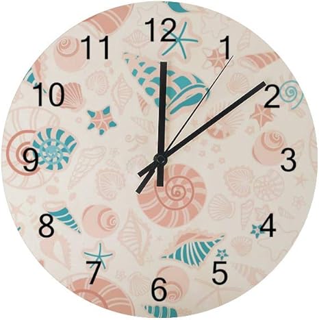 Amazon Co Jp 旅人 掛け時計 木製 壁掛け時計 連続秒針 天然木 置き時計 静音 おしゃれ 北欧 かわいい 海の貝殻 ピンク 無騒音 静か 電波 サイレント リビング 部屋装飾 プレゼント クロック ホーム キッチン