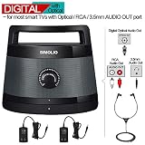 SIMOLIO Digital Assisted Hearing Amplifier Wireless TV Speaker with Optical in, TV Audio Assistance, Portable Speaker for Smart TV, Voice Clarify Speaker for Seniors, Extra Headset & Adapter SM-621D