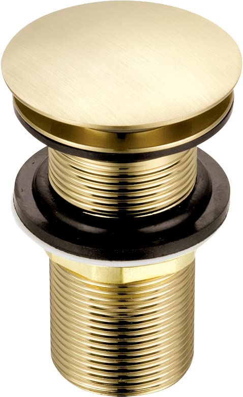 Xcel Home Brushed Gold Unslotted Click Clack Basin Waste | DIY Replacement Round Dome Shaped Brass Pop-Up Sink Plug for Bathroom Sinks & Basins | Easy to Install Standard G 1 1/4" BSP Connection | 1Pc — image 1