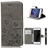 iPhone 6S Case, YOKIRIN PU Leather Case Butterfly Flowers Case with Magnetic Flip Card Holders for iPhone 6S iPhone 6 (Gray)