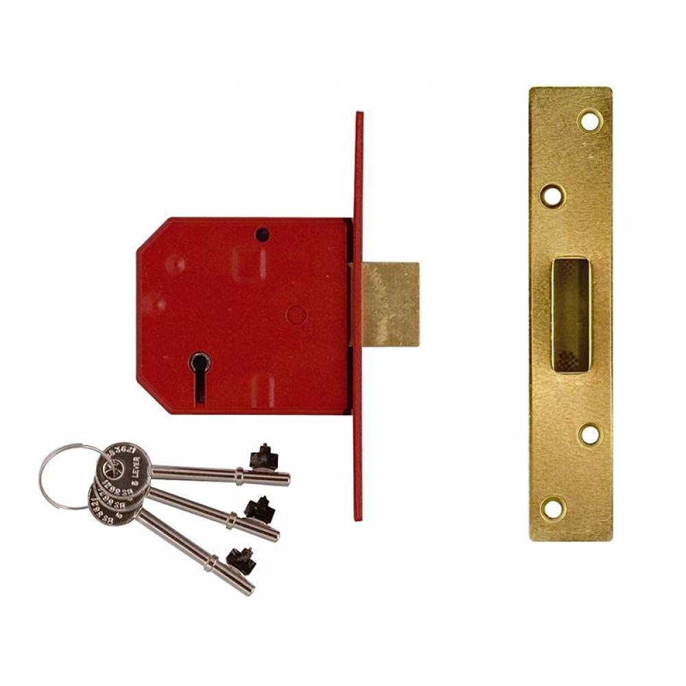 Union Locks 2134E 5 Lever BS Mortice Deadlock 67mm - Brass Finish (Visi Pack)