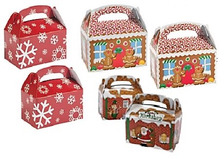 FAKKOS Design Christmas Holiday Cardboard Treat Boxes (36 Total) - 12 Gingerbread Treat Boxes, 12 Snowflake Treat Boxes, 12 Santas Workshop Treat Boxes - Thumbnail 4