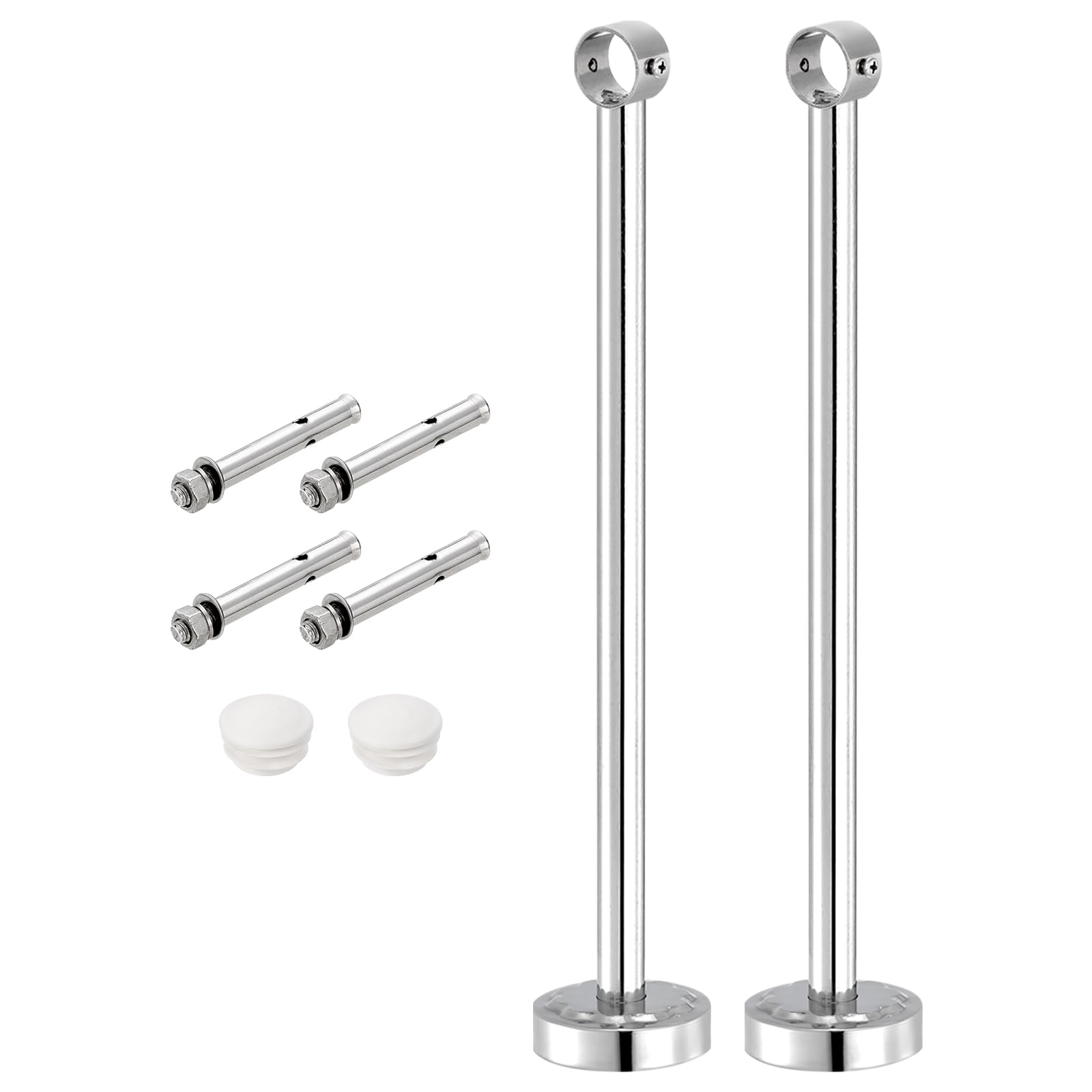 Photo 1 of uxcell 2 Set 15.75inch Ceiling Mount Bracket Fit 1.02inch Pipe, Stainless Steel Curtain Rod Holder Closet Rod Holders for Wardrobe Bathroom Curtain Pipe, Silver
