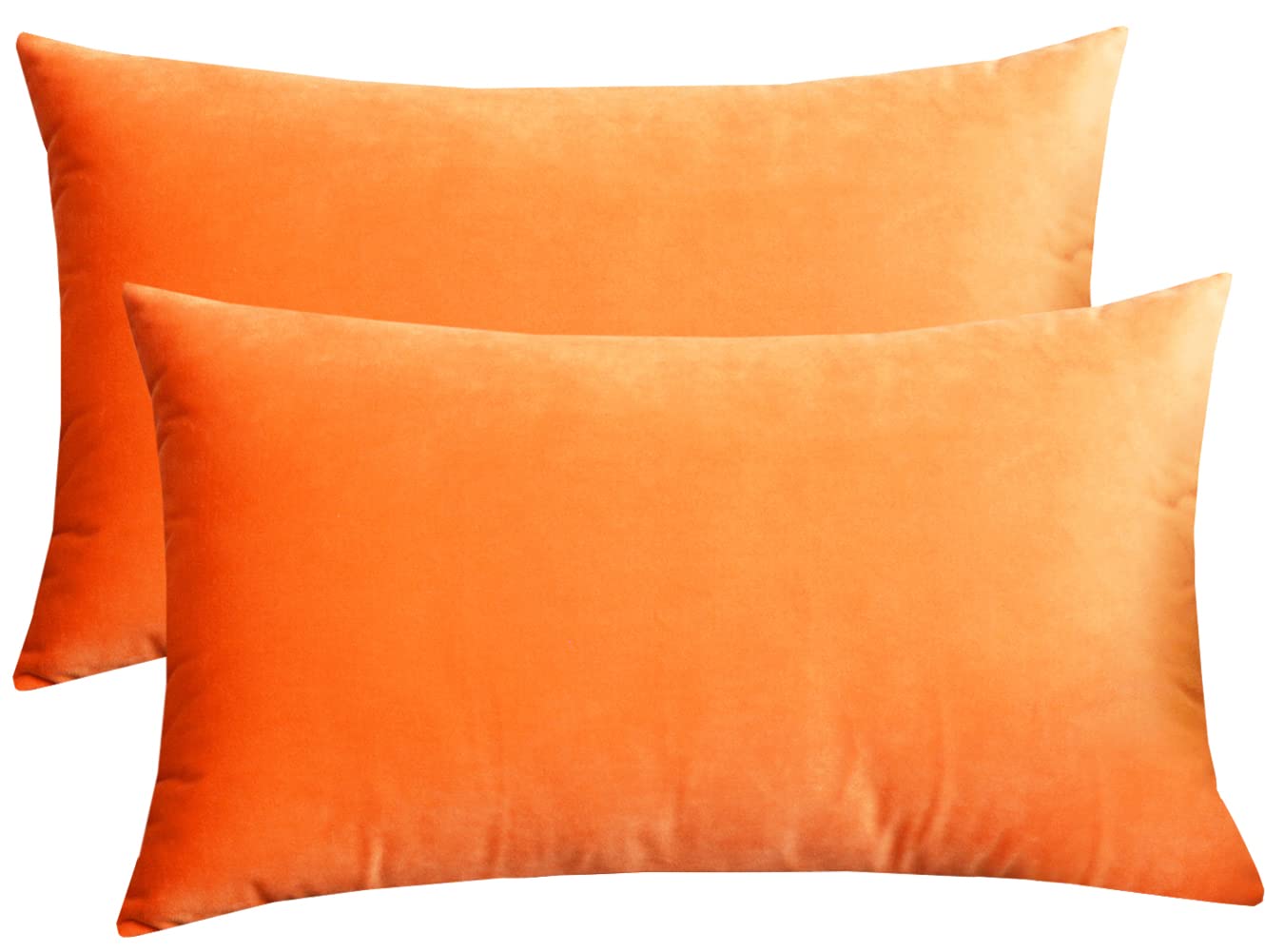 Lutanky Velvet Cushion Covers (Pack of 2) Lovely Rectangle Throw Pillow Cases Soft Solid Decorative Pillow Covers for Sofa Bedroom Car 12x20 Inch 30 x 50 cm (orange, 2 Pieces) — image 1