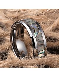 Tusen joyas tungsteno Abulón Natural anillo de carburo de tungsteno
