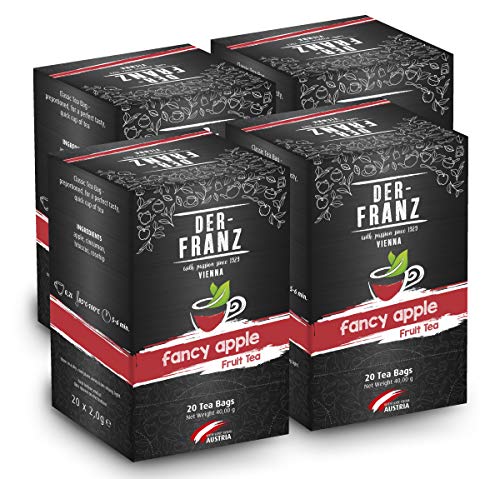 Der-Franz Früchtetee „Fancy Apple“ in klassischen Teebeuteln, 4 Packungen (80 Teebeuteln x 2,0 g)
