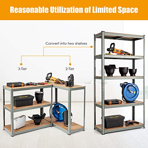 Tangkula Metal Storage Shelves, Heavy Duty Steel 5 Tier Utility Shelves with Adjustable Shelves