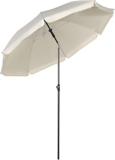 Sekey® Sonnenschirm 200 cm Marktschirm Gartenschirm Terrassenschirm Creme Rund Sonnenschutz UV25+