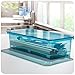 AIYoo Flatware Tray Kitchen Drawer Organizer with Lid and Drainer - Plastic Kitchen Cutlery Tray and Utensil Storage Container with Cover - Dust-Proof Dinnerware Holder Blue