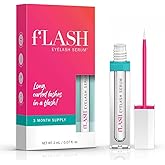 fLASH Eyelash Serum for Long, Curled Natural Lashes - Enhances & Strengthens, Safe & Effective Formula for Contact Wearers & Sensitive Eyes, 3 Month Supply - 2mL (0.07 Fl Oz)
