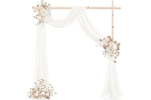 DeZerlor Ivory Outdoor Sheer Curtains for Patio 1 Panel Wedding Arch Draping Fabric 29" x 6.5 Yards Chiffon Drapes for Lawn Weddings Ceremony Party Outdoor Events