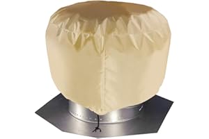 CEMGYIUK Turbine Roof Vent Cover,Vent Cover,Turbine Vent Roof Ventilator Cover,Heavy Duty Water Resistant Oxford Roof Vent Dust Cover with Hem Drawstring (S:12"x17.5", Beige)