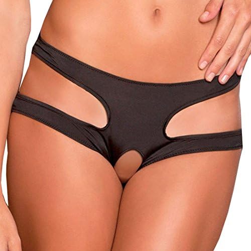 Zluckboon Women Sexy Panties Plus Size Black Open Crotch Underwear