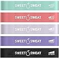 Sweet Sweat Mini Loop Resistance Bands - Set of 5 | Exercise Hip Booty Bands for Squats, Lunges, Physical Therapy, Yoga, Pilates, Rehab and Home Workout | Non-Latex Elastic Bands Includes Carry-Bag