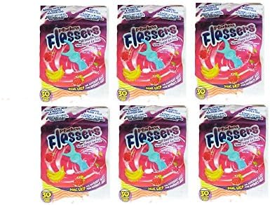 Kids Dental Floss with Fluoride 30 Count Bag 6 Packs Fruit Smoothie Swirl Flavor BPA Free