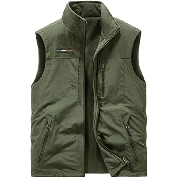 Reversible Fleece Lined Men's Vest, Full Zip, Sleeveless Jacket