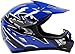 Typhoon Youth Kids Offroad Gear Combo Helmet Gloves Goggles DOT Motocross ATV Dirt Bike MX Motorcycle Blue Black, Large
