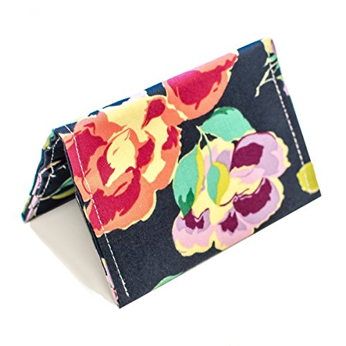 Fabric card wallet navy blue floral