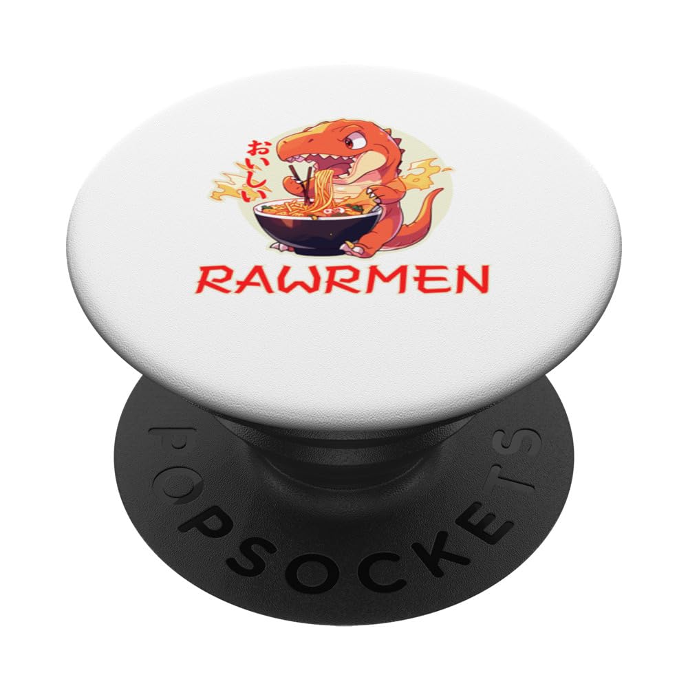 Kawaii Tyrannosaurs Rex Eating Ramen RAWRMEN Japanese Anime PopSockets Swappable PopGrip